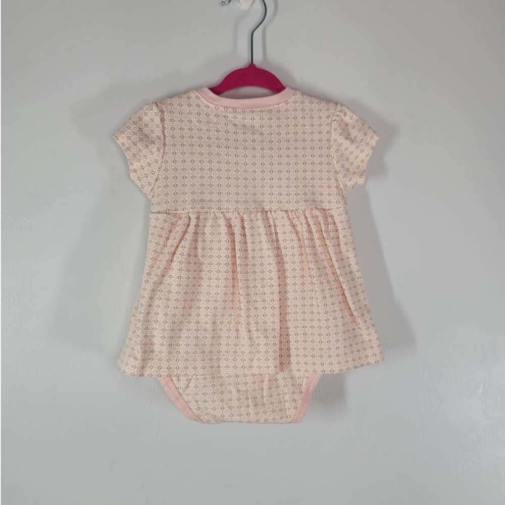 Tea Collection Bodysuit Dress Size 6-12M Printed V-Neck Short Sleeve Pink Cotton - Picture 2 of 4